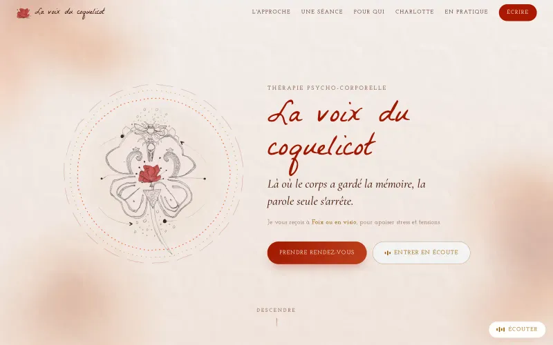 Page d'accueil du site La voix du coquelicot