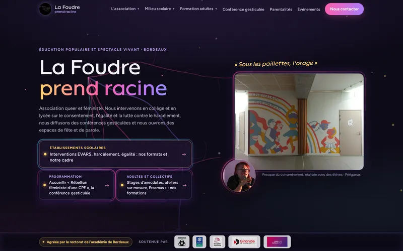Page d'accueil du site La Foudre prend racine
