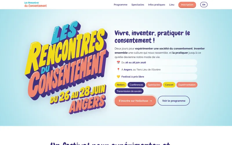 Page d'accueil du site Les Rencontres du Consentement